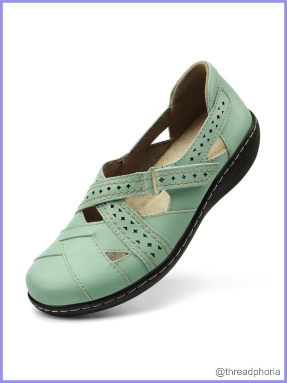 Genuine Leather Slip-On Loafers Memory Foam Comfort Work Walking Flats